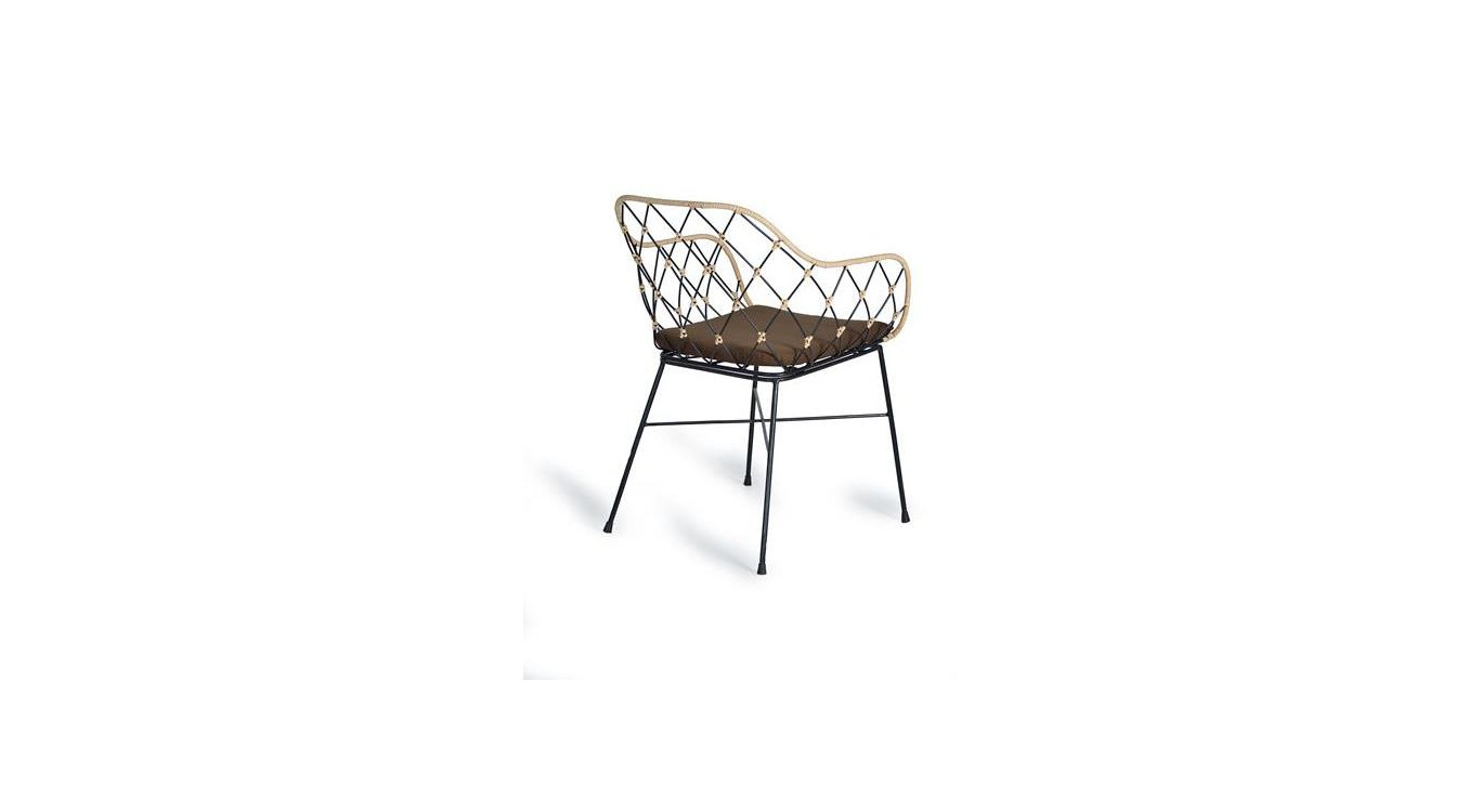 Fauteuil Bois, Métal Marron 56x58x80cm