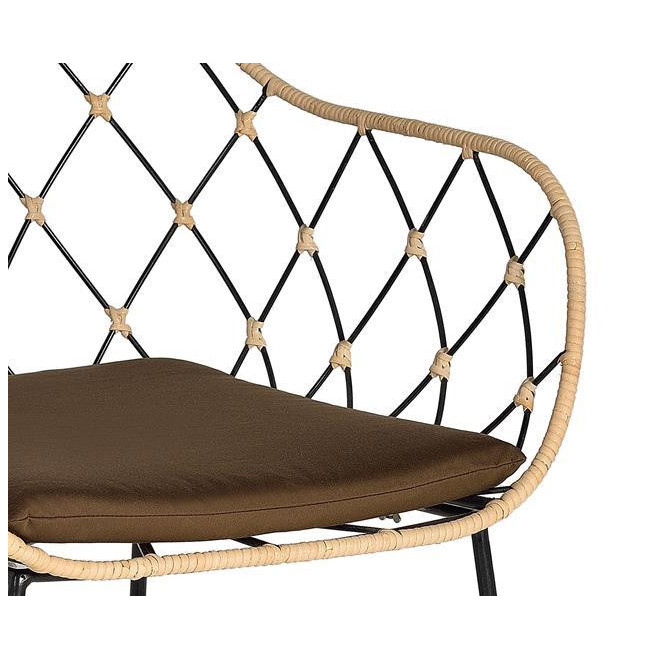 Fauteuil Bois, Métal Marron 56x58x80cm