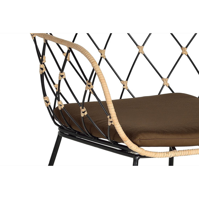 Fauteuil Bois, Métal Marron 56x58x80cm