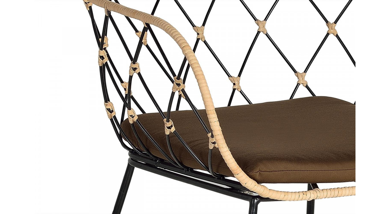 Chaise Bois, Métal Marron 56x58x80cm