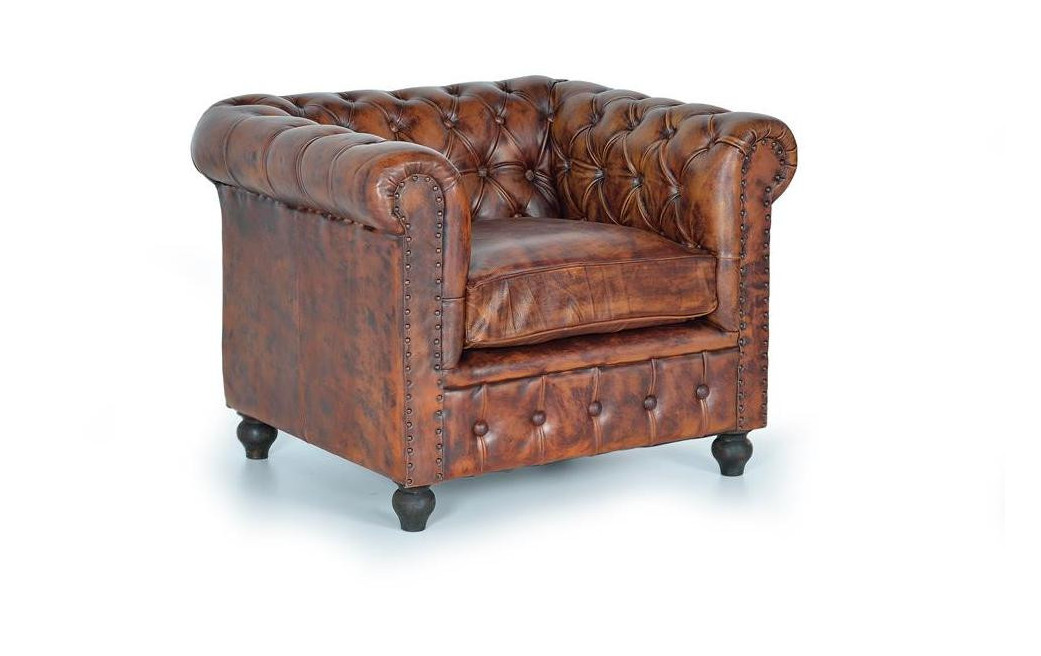 Fauteuil Cuir Marron 96x86x72cm