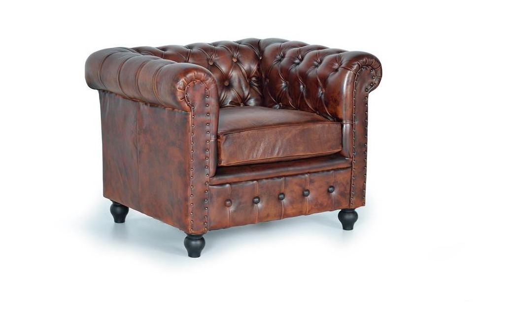Fauteuil Cuir Marron 96x86x72cm