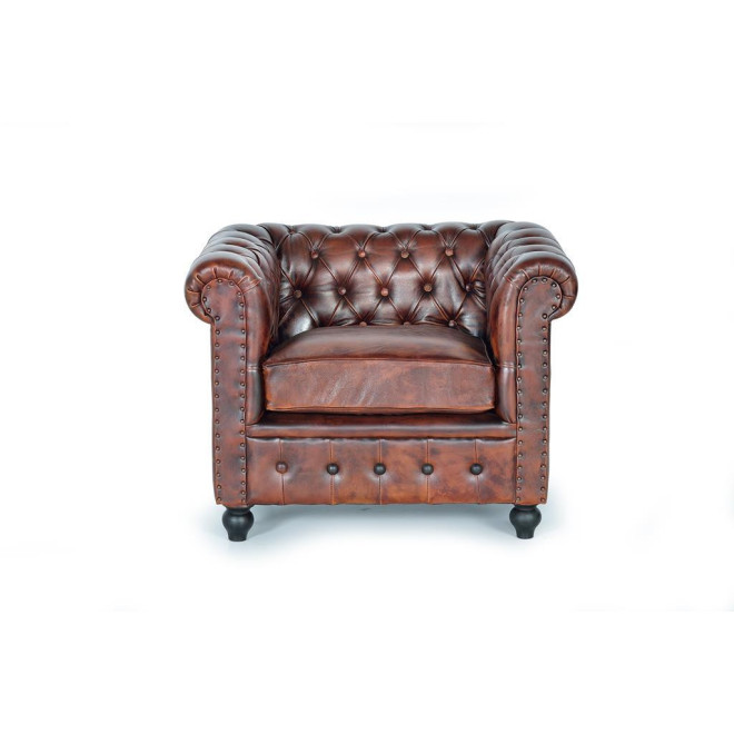 Fauteuil Cuir Marron 96x86x72cm