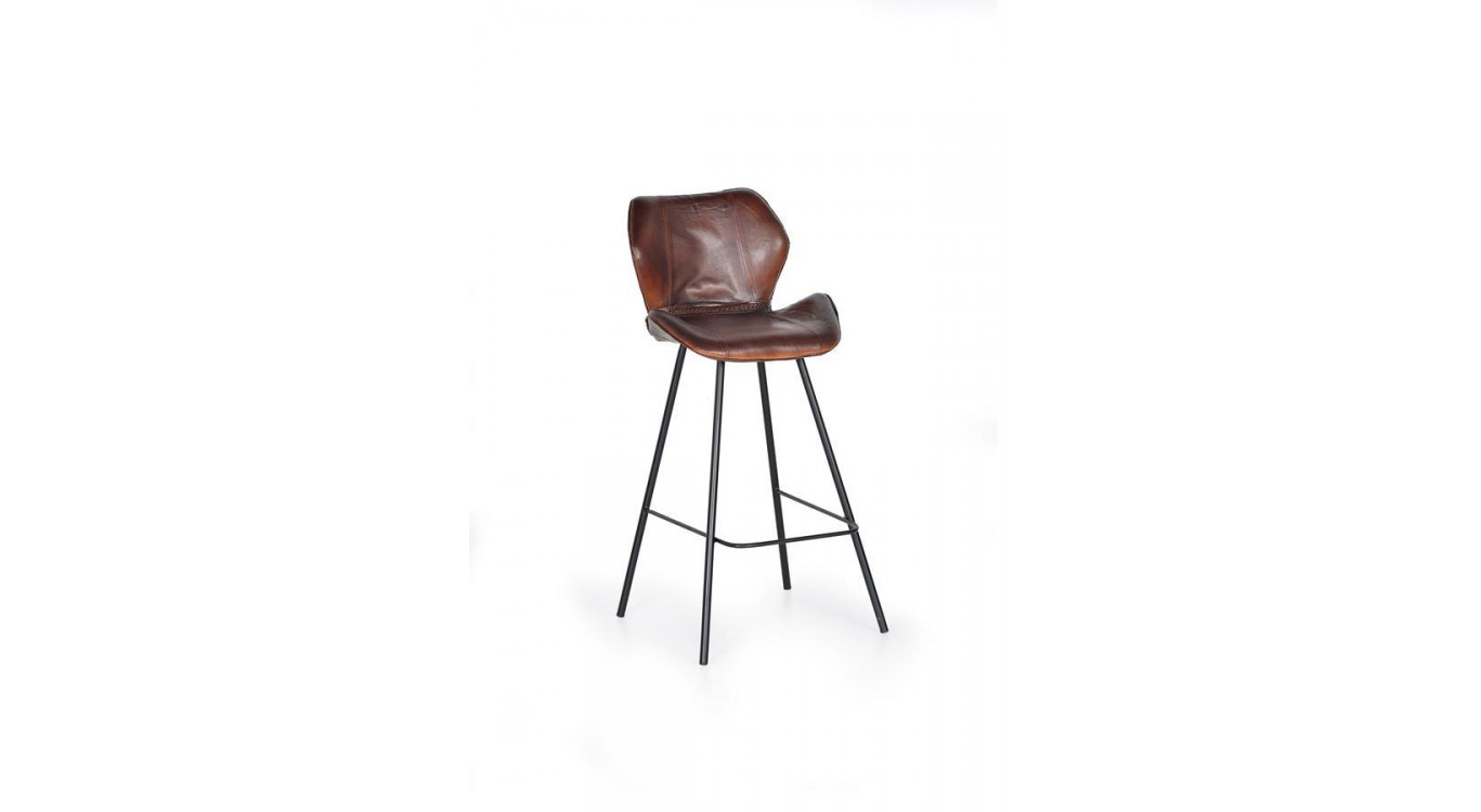 Hochstuhl Eisen, Leder Braun 49x50x102cm