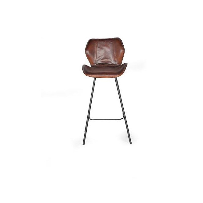 Hochstuhl Eisen, Leder Braun 49x50x102cm
