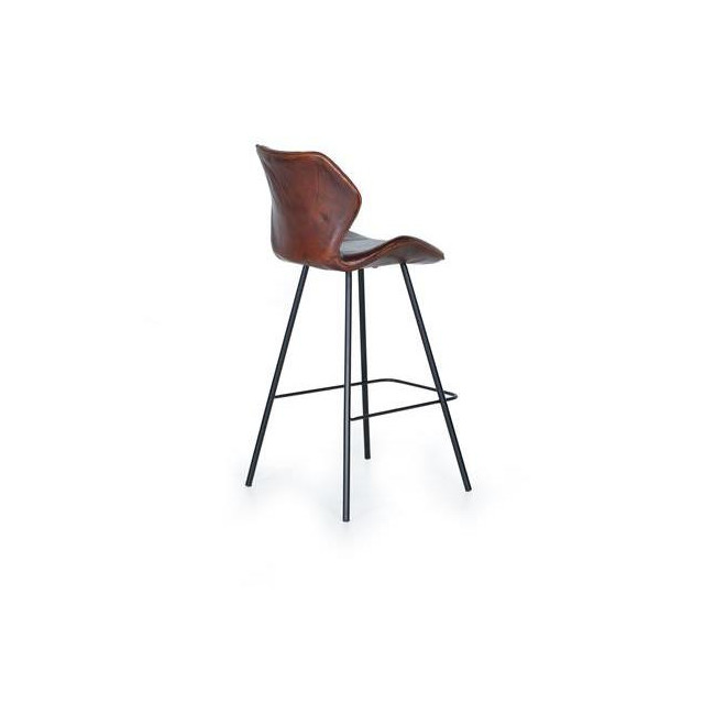 Chaise Haute Fer, Cuir Marron 49x50x102cm