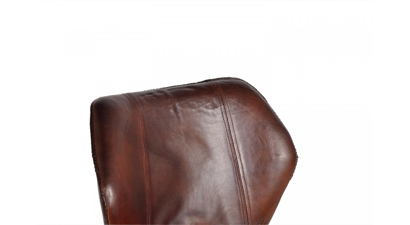 Chaise Haute Fer, Cuir Marron 49x50x102cm
