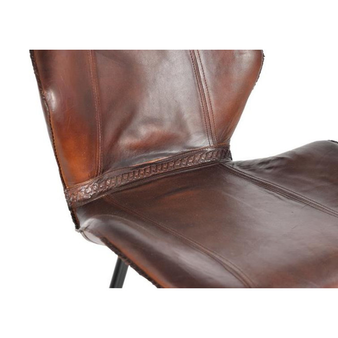 Hochstuhl Eisen, Leder Braun 49x50x102cm