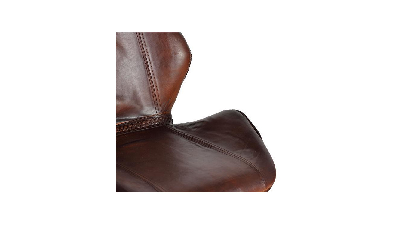 Chaise Haute Fer, Cuir Marron 49x50x102cm