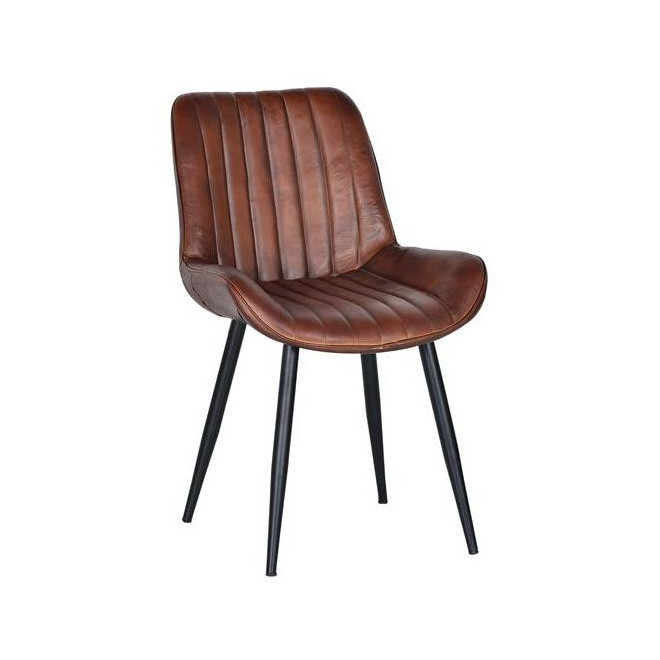 Chaise Fer, Cuir Marron 53x63x87cm