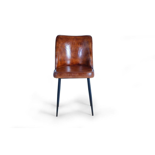 Chaise Fer, Cuir Marron 46x54x86cm