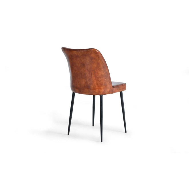 Chaise Fer, Cuir Marron 46x54x86cm
