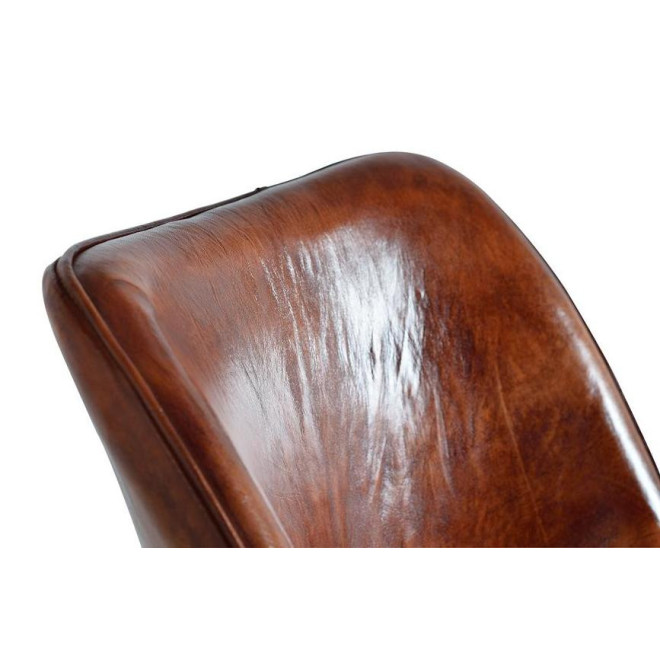 Chaise Fer, Cuir Marron 46x54x86cm