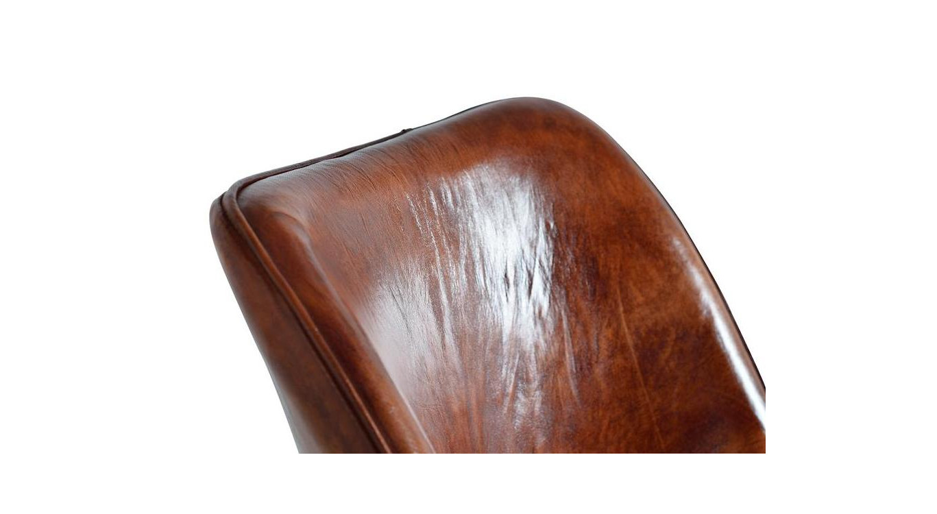 Chaise Fer, Cuir Marron 46x54x86cm