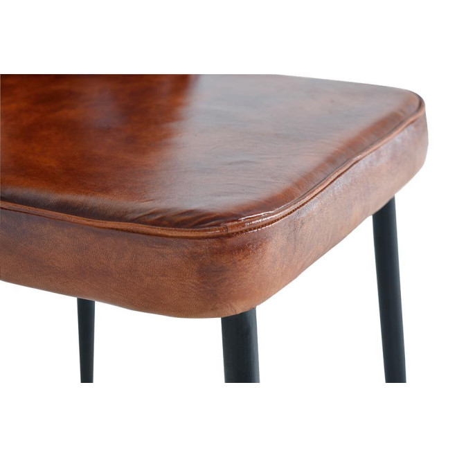 Chaise Fer, Cuir Marron 46x54x86cm