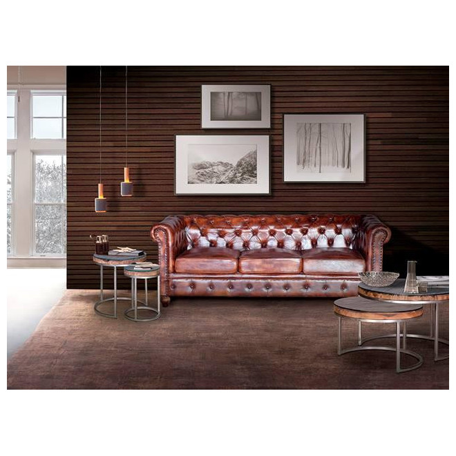 Canapé Cuir Marron 200x85x76cm