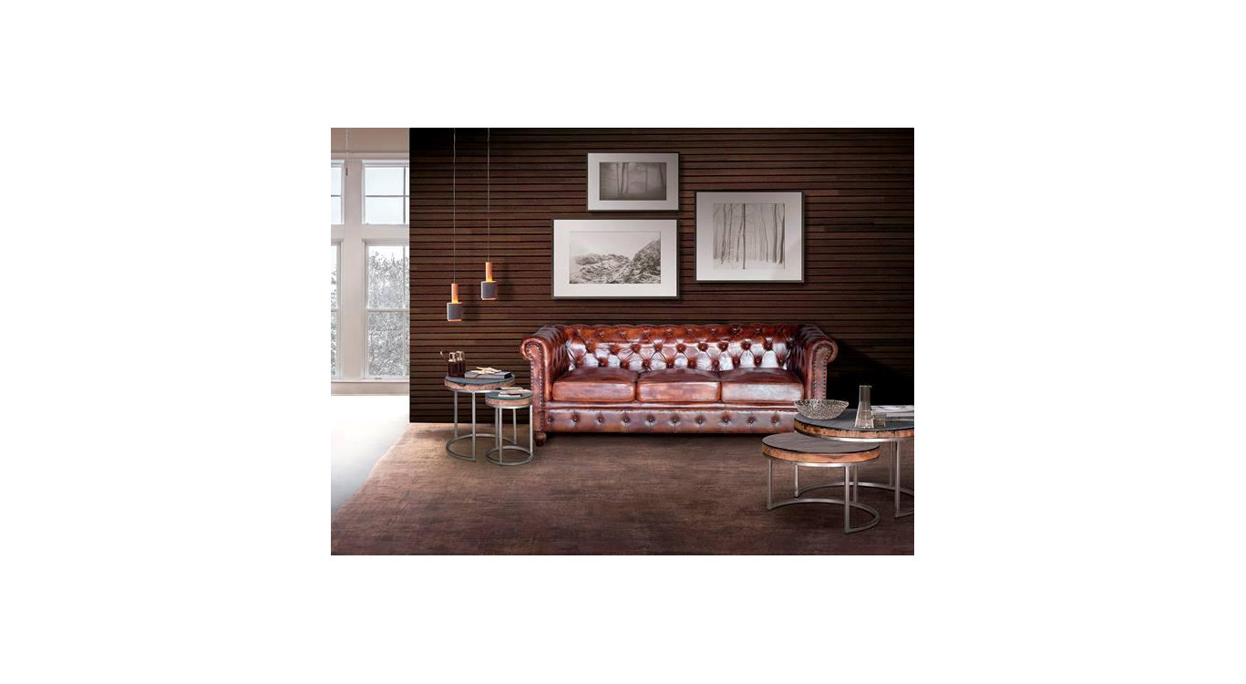 Sofa Leder Braun 200x85x76cm