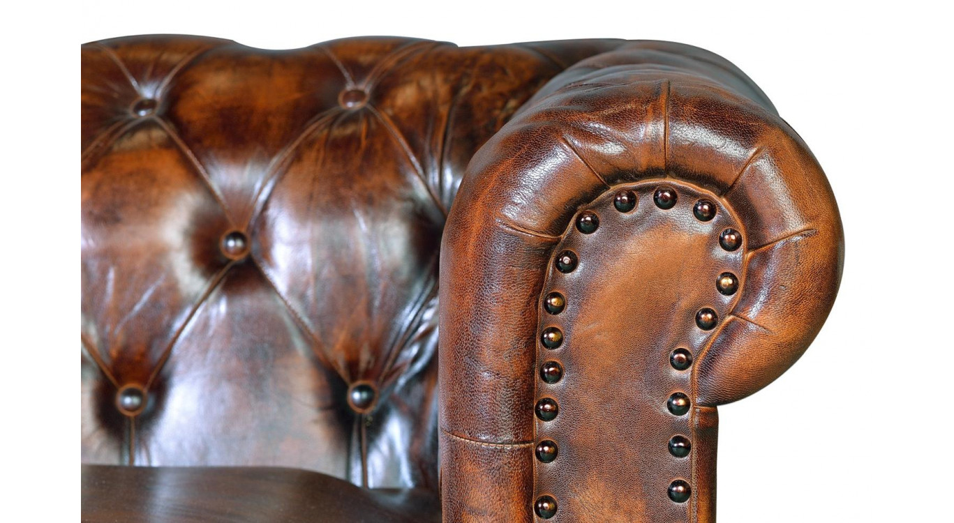 Sofa Leder Braun 200x85x76cm