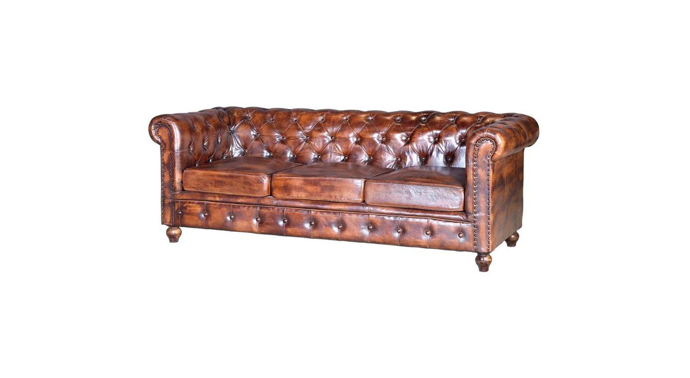 Canapé Cuir Marron 200x85x76cm