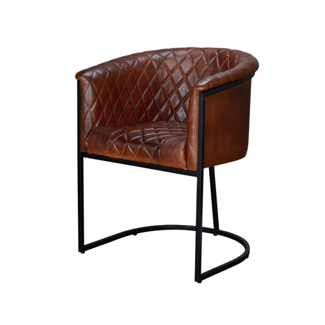 Fauteuil Fer, Cuir Marron 62x60x76cm