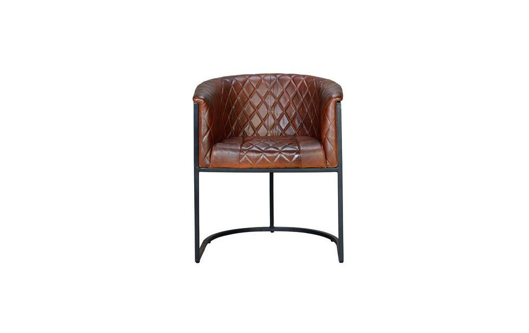 Fauteuil Fer, Cuir Marron 62x60x76cm