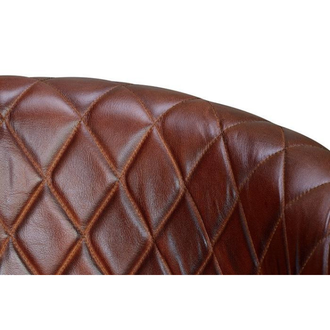 Fauteuil Fer, Cuir Marron 62x60x76cm