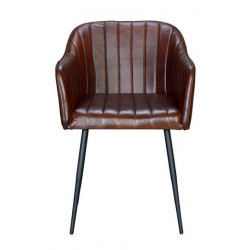 Stuhl Eisen, Leder Braun 55x56x82cm