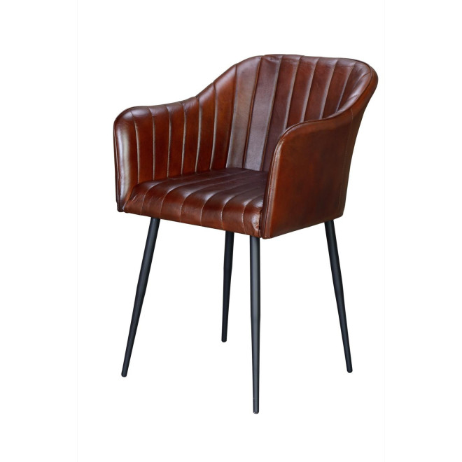 Stuhl Eisen, Leder Braun 55x56x82cm