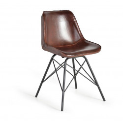 Stuhl Eisen, Leder Braun 45x54x83cm