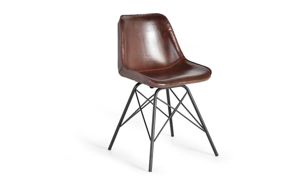 Stuhl Eisen, Leder Braun 45x54x83cm