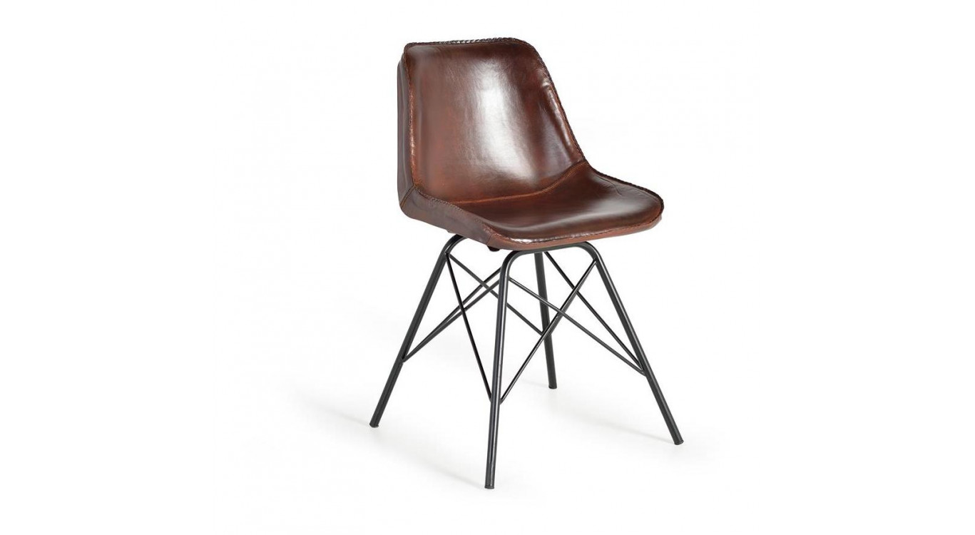 Stuhl Eisen, Leder Braun 45x54x83cm