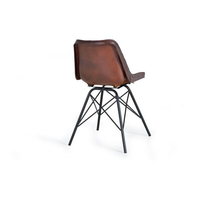 Chaise Fer, Cuir Marron 45x54x83cm