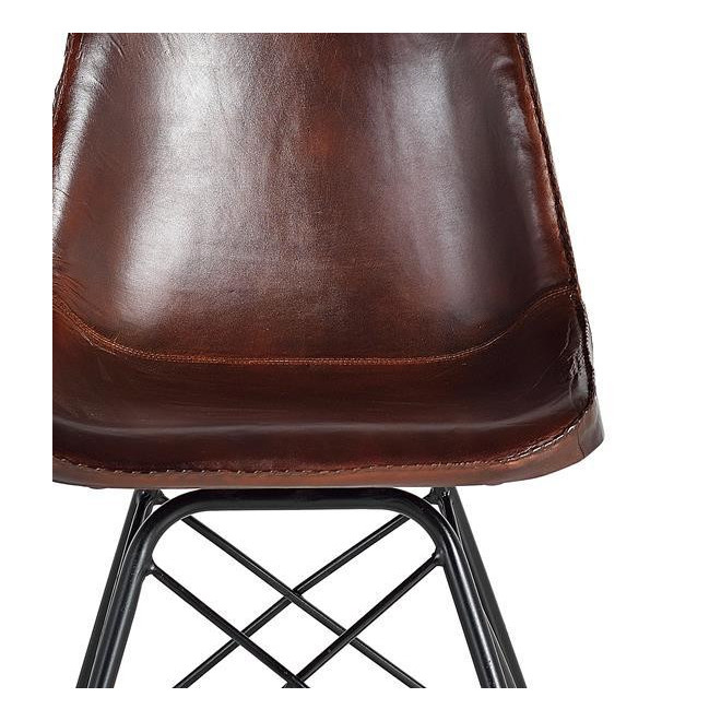 Stuhl Eisen, Leder Braun 45x54x83cm