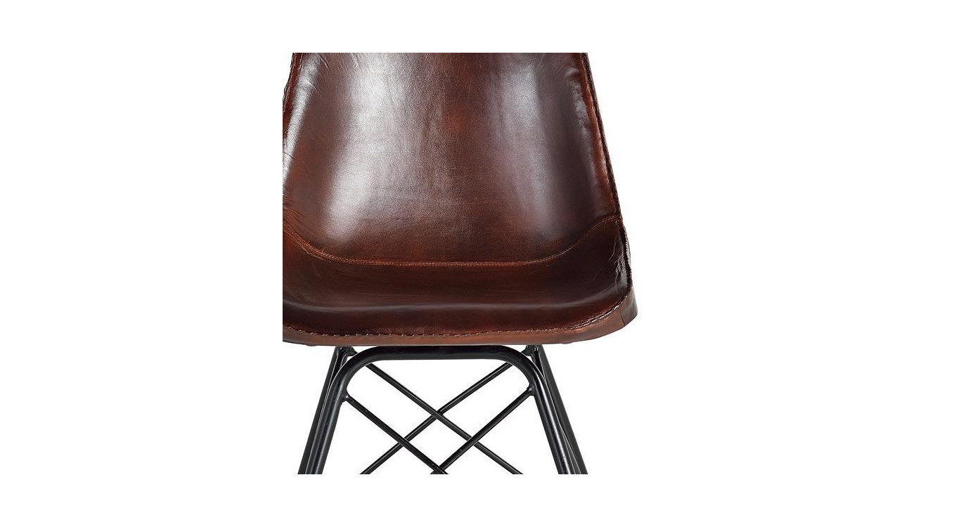 Stuhl Eisen, Leder Braun 45x54x83cm