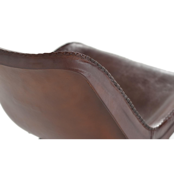 Chaise Fer, Cuir Marron 45x54x83cm