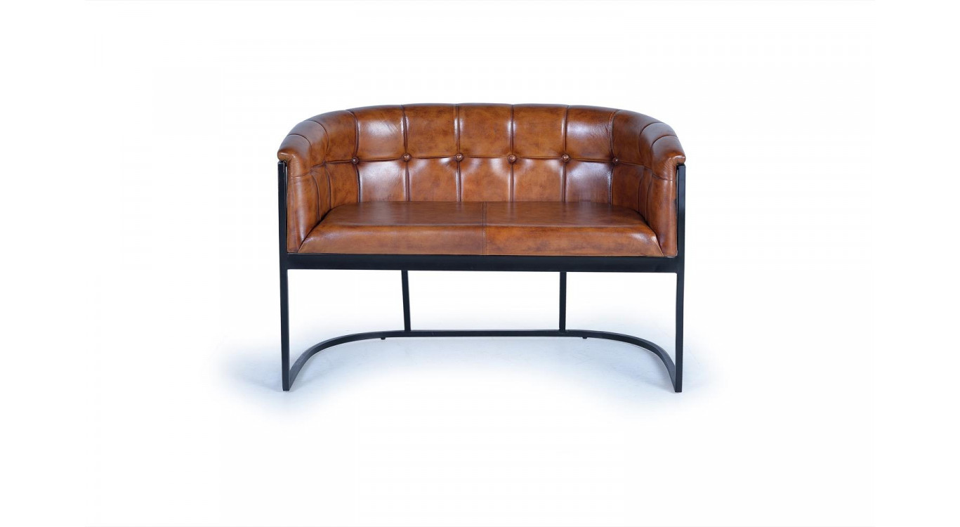 Canapé Fer, Cuir Marron 115x73x80cm
