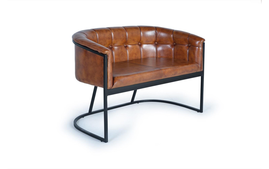 Canapé Fer, Cuir Marron 115x73x80cm