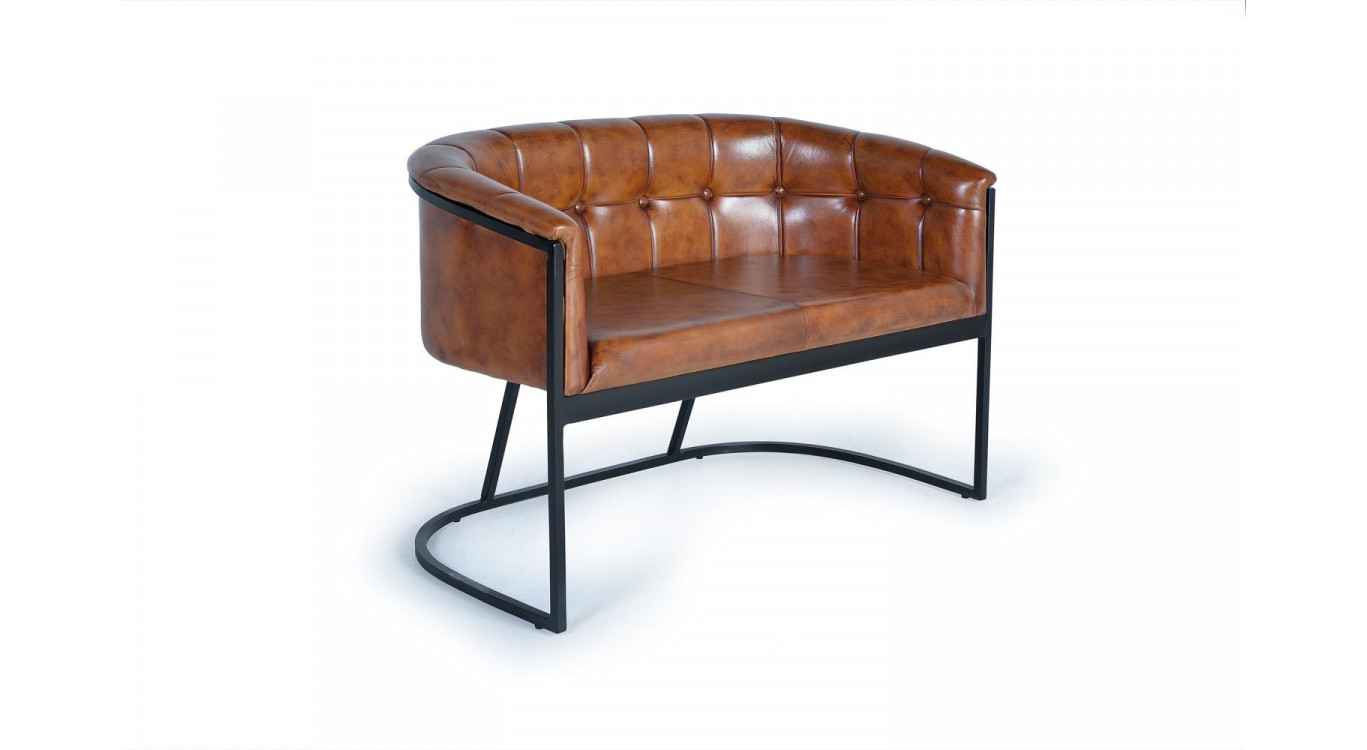 Canapé Fer, Cuir Marron 115x73x80cm