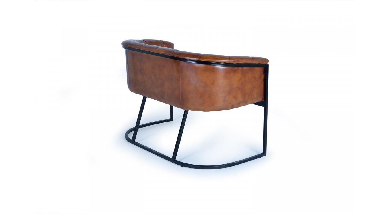 Canapé Fer, Cuir Marron 115x73x80cm