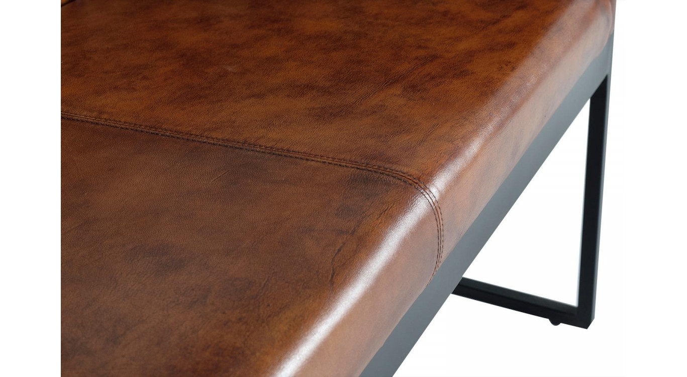Canapé Fer, Cuir Marron 115x73x80cm