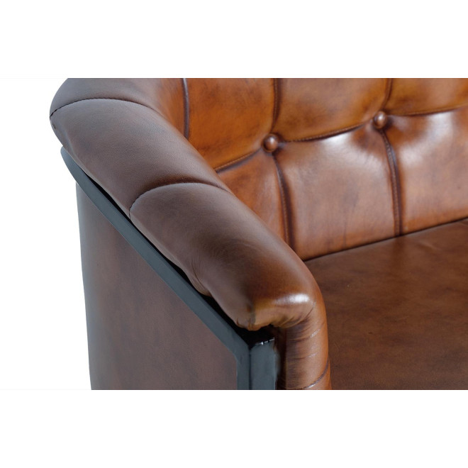 Canapé Fer, Cuir Marron 115x73x80cm