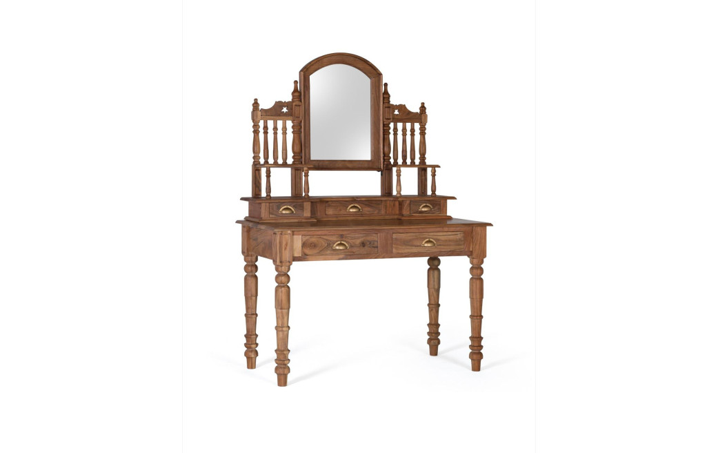 Coiffeuse 5 Tiroirs Bois Marron 120x60x165cm