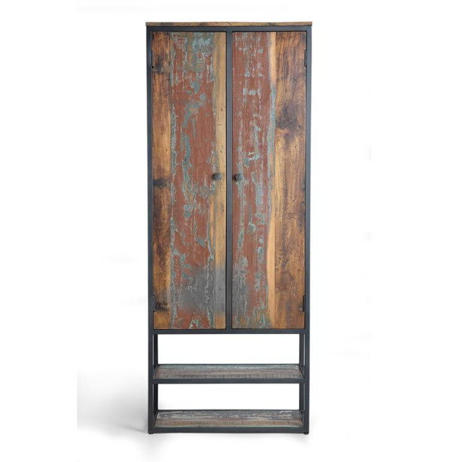 Armoire Bois, Métal Marron 80x40x202cm