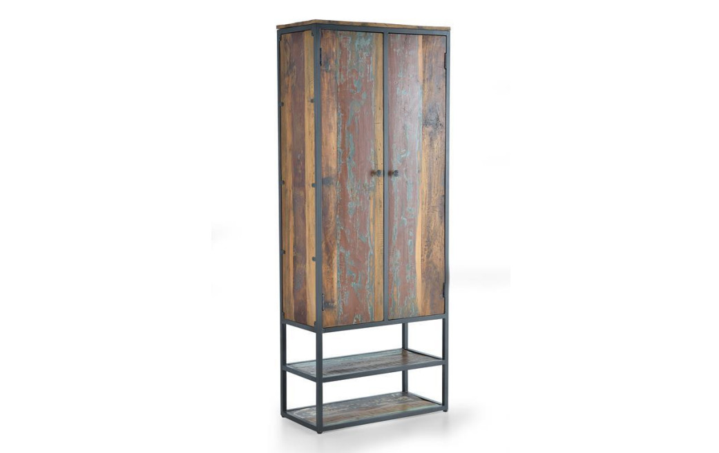Schrank Holz, Metall Braun 80x40x202cm