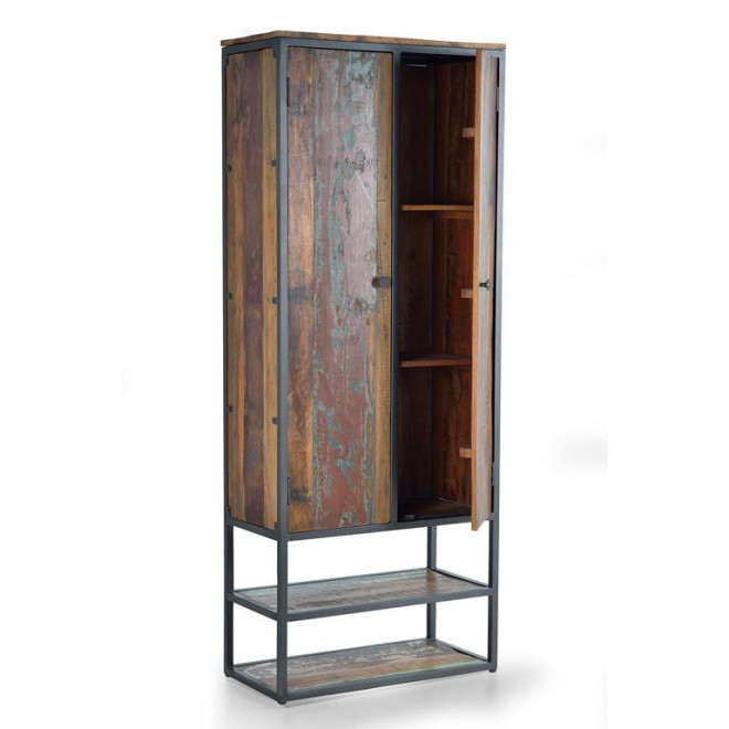 Schrank Holz, Metall Braun 80x40x202cm