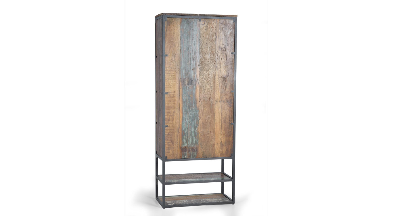 Schrank Holz, Metall Braun 80x40x202cm