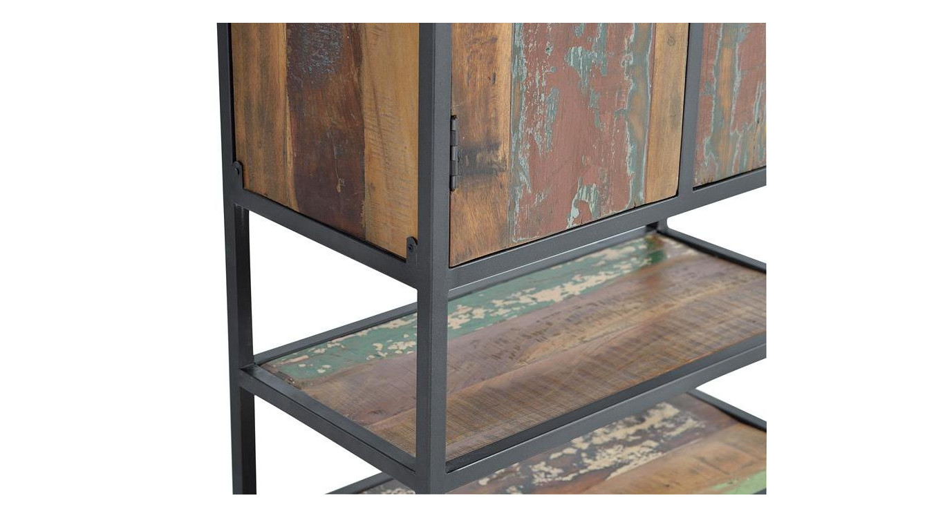 Schrank Holz, Metall Braun 80x40x202cm