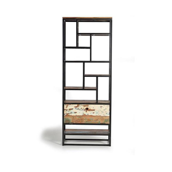 Bibliothèque Bois, Métal Marron 80x40x212cm