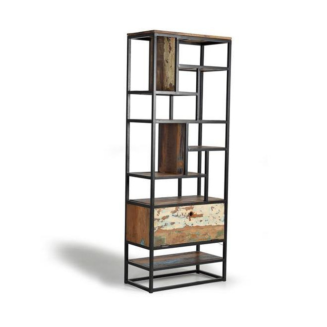 Bibliothèque Bois, Métal Marron 80x40x212cm