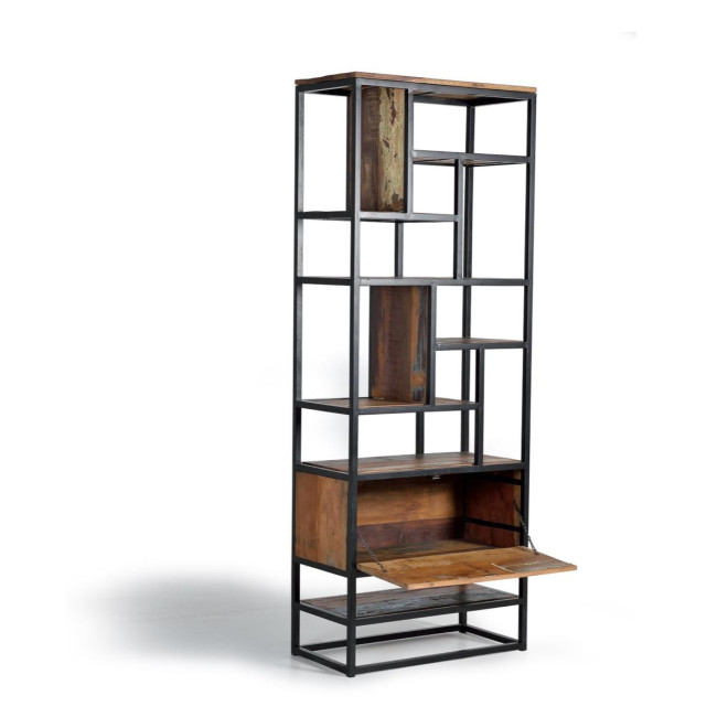 Bibliothèque Bois, Métal Marron 80x40x212cm